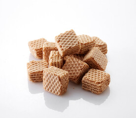 Delicious snack, chocolate wafers.on white background