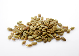Delicious Snack, Pumpkin Seed Kernels.on white background