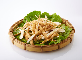 Delicious and fresh ingredients, slices of natural plant ingredients