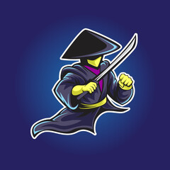 wizard with magic wand ninja warrior logo design 
