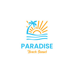 Beach summer logo design, monoline logo