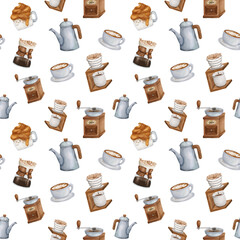 seamless pattern coffee watercolor  background