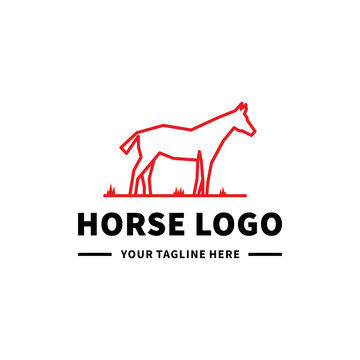 Simple horse line logo template