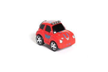 Fototapeta na wymiar Plastic car toy isolated on white background.