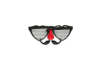Funny extravagant party goggles on a white background.