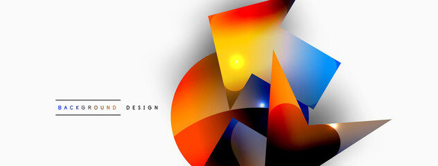 Dynamic composition, shiny geometric shapes abstract background. Trendy techno business template for wallpaper, banner, background or landing