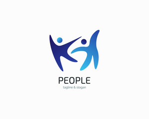 Obraz premium Peoples Logo Design. Community Logo or Symbol. Teamwork, Group or Social Logo for Business Identity
