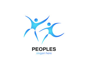 Fototapeta premium Peoples Logo Design. Community Logo or Symbol. Teamwork, Group or Social Logo for Business Identity