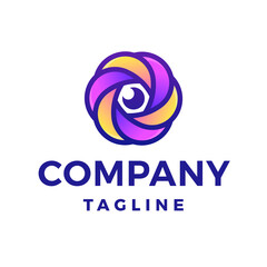 Photography flower camera lens modern gradient logo