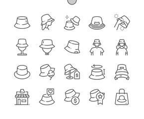 Panama hat. Beautiful caps. Buy, price and reviews. Boy with panama. Pixel Perfect Vector Thin Line Icons. Simple Minimal Pictogram