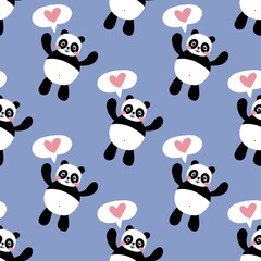 Obraz premium Cartoon seamless kawaii panda pattern for kids and fabrics and textiles and wrapping paper and kindergarten