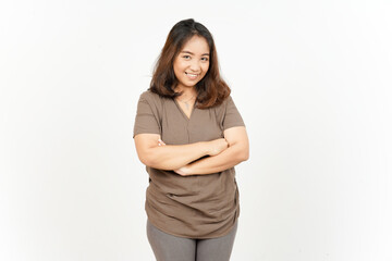 Obraz premium Folding arms and Smile to camera of Beautiful Asian Woman Isolated On White Background