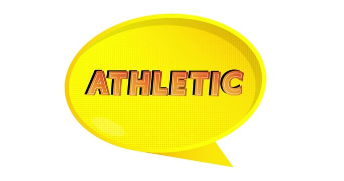 Athletic word on yellow speech bubble.