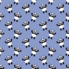 Obraz premium Cartoon seamless kawaii panda pattern for kids and fabrics and textiles and wrapping paper and kindergarten