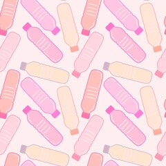 Coloured seamless plastic bottle pattern for packaging and fabrics and kids and kitchen and sports and notebooks