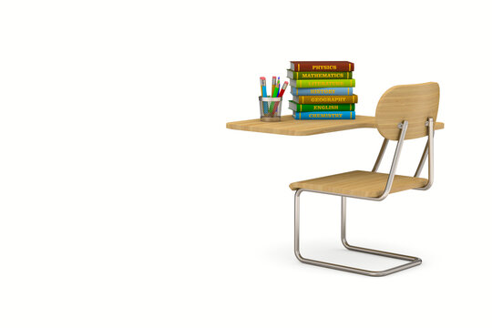 classroom on white background. Isolated 3D illustration