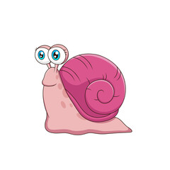 Cute cartoon female snail. Vector illustration. Cute animal cartoon