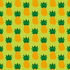 Summer fruit seamless cartoon pineapples pattern for fabrics and textiles and packaging and wrapping paper and notebooks