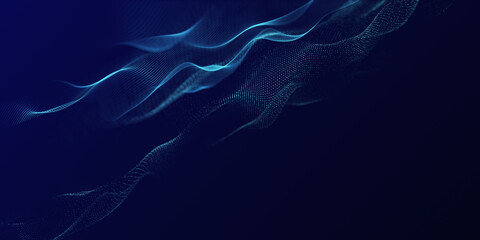 Abstract digital wave of particles. Technology digital wave background concept. Cyber or technology background.