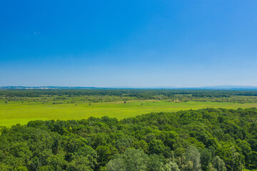 Fototapeta premium Coutryside landscape in nature park Lonjsko polje, Croatia, aerial view