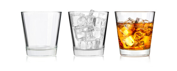 whiskey glass with ice