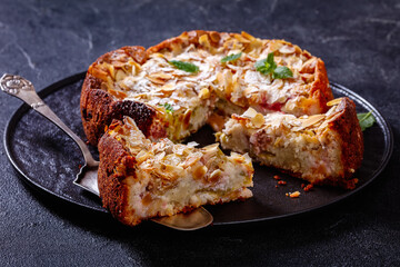 gluten free tasty swiss rhubarb tart on platter