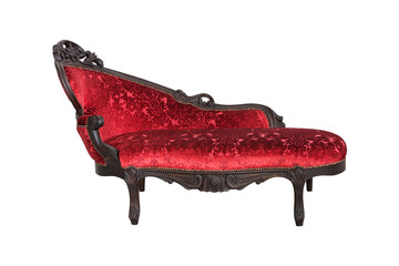 Vintage Luxury Red Sofa isolated on white background (with Clipping path)