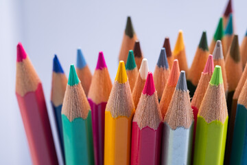 Colored pencils background, back to school concept
