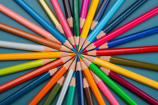 Colored pencils background, back to school concept
