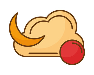 crescent moon and clouds