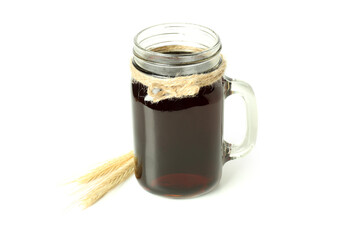 Concept of fresh drink isolated on white background, kvass