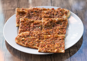 mince pita, close up, top view, turkish traditional cuise,