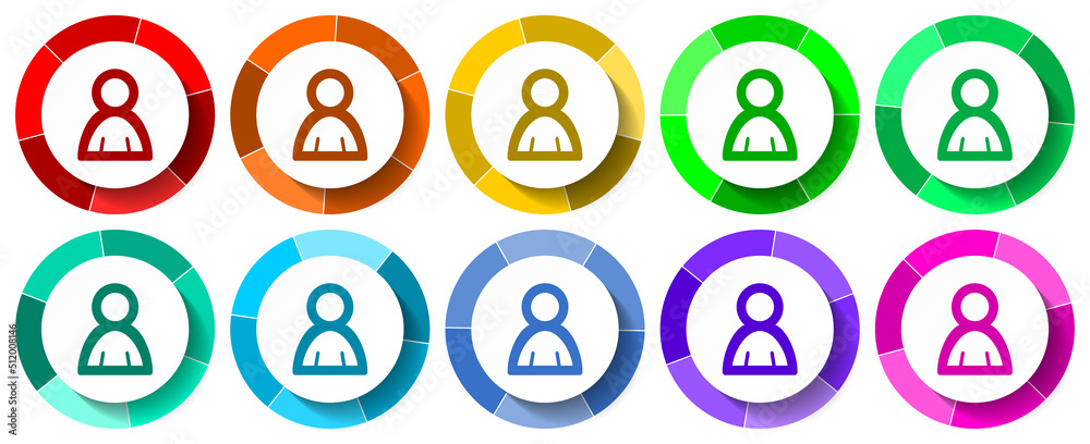 Poster human icon set, user flat design vector illustration in 10 colors options for mobile applications an
