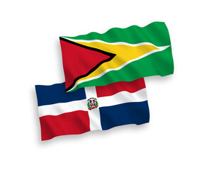 Flags of Dominican Republic and Co-operative Republic of Guyana on a white background