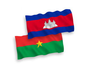 Fototapeta premium Flags of Kingdom of Cambodia and Burkina Faso on a white background