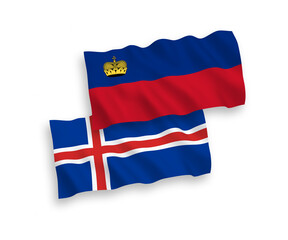 Flags of Liechtenstein and Iceland on a white background