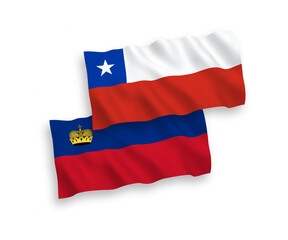 Flags of Liechtenstein and Chile on a white background