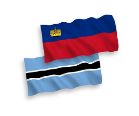Flags of Liechtenstein and Botswana on a white background