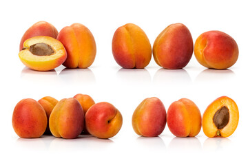 composite of fresh organic apricot isolated on white background