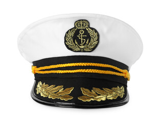 Peaked cap with accessories isolated on white