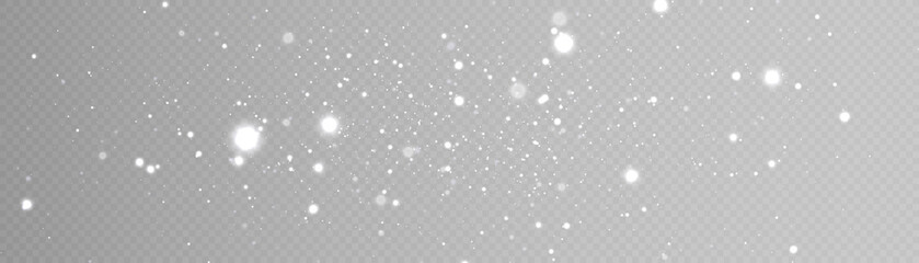 White sparks with a bright shimmer shine with a special light. Vector sparkles on a transparent background. Christmas abstract pattern. - obrazy, fototapety, plakaty