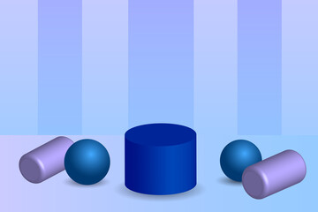3d balls and cylinder stage design colorful background