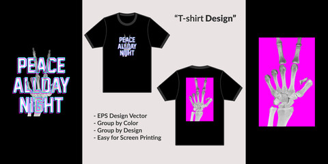 Peace skulls hand block style streetwear  theme design vector for tshirt hoodie and merchandise