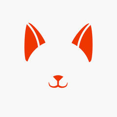 Cat minimalist logo. Simple negative space vector design. 