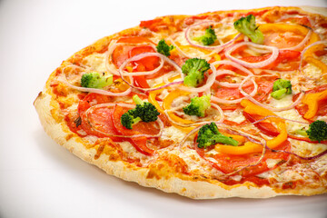 Vegetarian pizza with vegetables and cheese