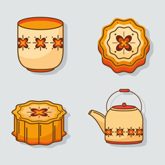 four chinese moon festival icons