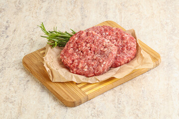 Raw beef burger cutlet for grill