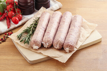 Raw pork sausages for grill