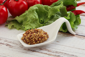 Mustard seeds sauce in the bowl