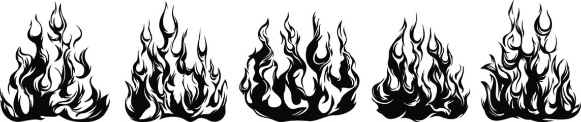Fire flames isolated on white background. Tribal tattoo design. © ARTSTOK